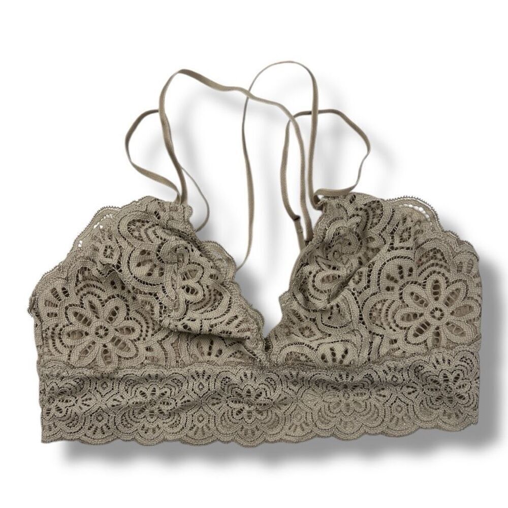 Aerie Light Brown Lace Bralette Bra Size Medium